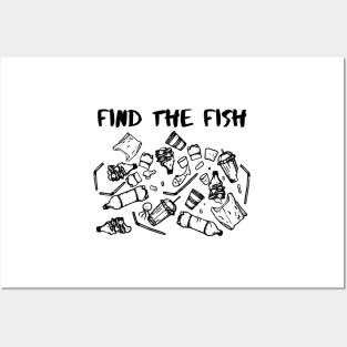 Earth day Find The Fish in the plastic ocean Posters and Art